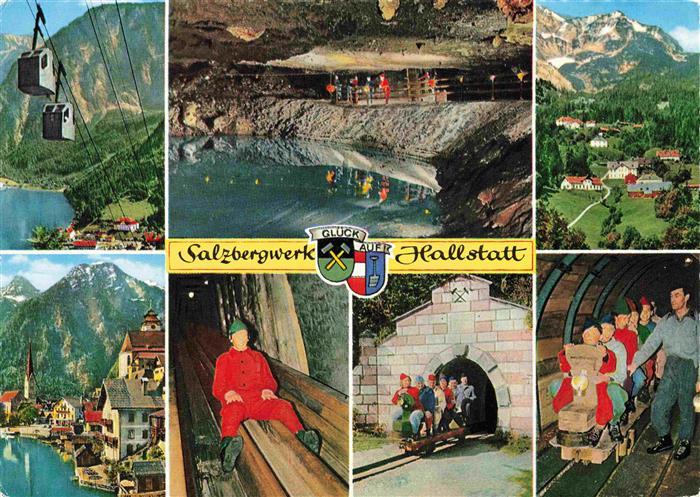 Hallstatt Oberoesterreich AT Seilbahn zum Salzberg Salzsee Salzbergwerk Stollen