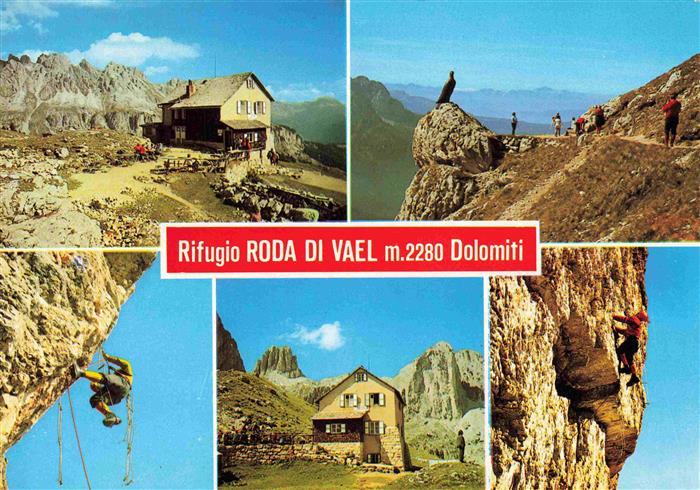 Roda di Vael 2283m Rotwandhuette Dolomiti IT Rifugio Berghuette Dolomiten Bergkl