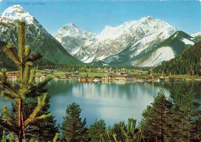 Achensee Tirol AT Panorama Blick gegen Karwendel Huber Karte Nr. 8125