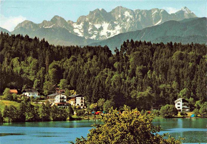 Klopeinersee Kaernten AT Panorama Campingplatz Strandpension mit Steineralpen