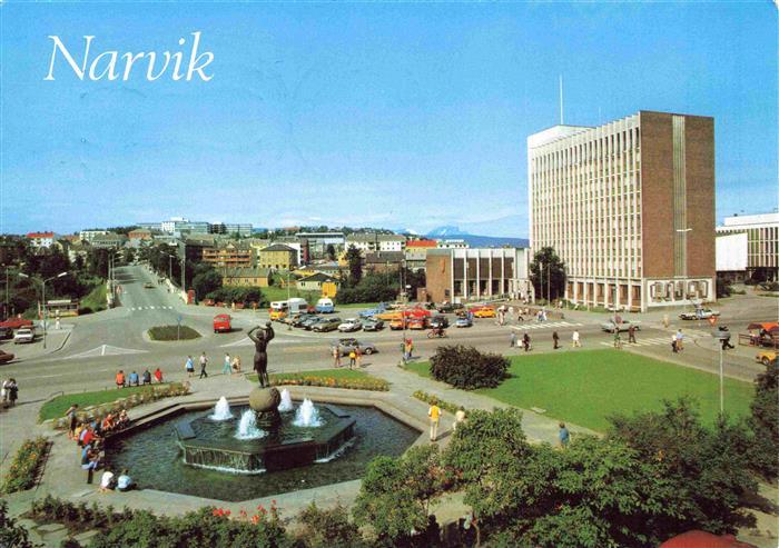 Narvik Norway The Liberty Memorial and the Town Hall