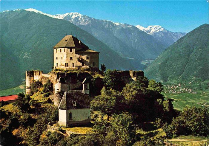 Latsch Laces Vinschgau IT Burg Annenberg Blick gegen Morter und Martelltal