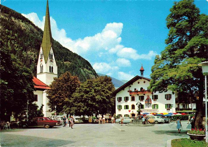 Mayrhofen Zillertal Tirol AT Dorfplatz Gasthaus Kirche