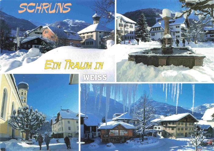 Schruns Vorarlberg Wintersportplatz im Montafon Teilansichten Brunnen im Winterz