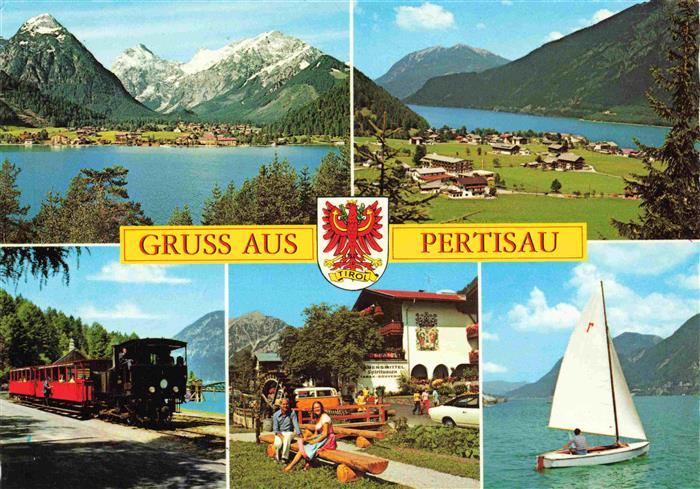 Pertisau Achensee Tirol AT Panorama Eisenbahn Hotel Restaurant Segeln Alpen