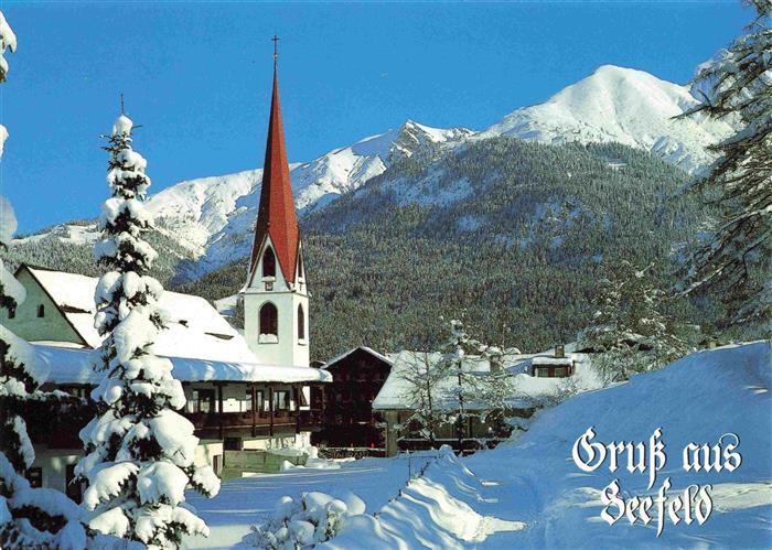 Seefeld Tirol Gotische Pfarrkirche St. Oswald Schigebiet Rosshuete im Winterzaub