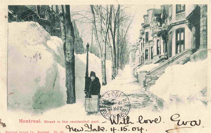 MONTREAL  QUEBEC Canada Street in the residential part in winter