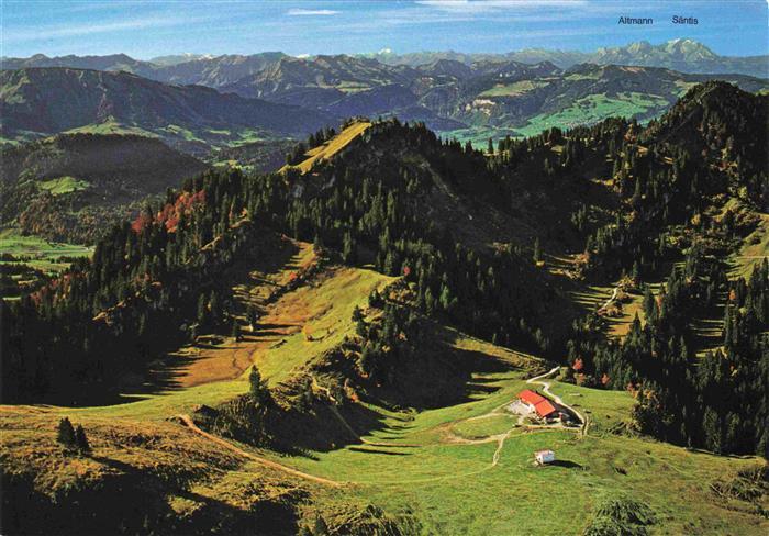 Steibis Oberstaufen Fliegeraufnahme mit Berggasthof Falkenhuette Altmann und Sae