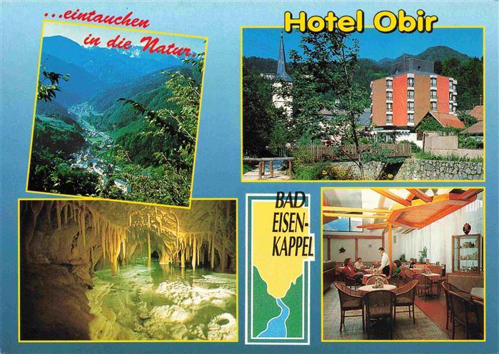 Eisenkappel-Vellach Kaernten AT Hotel Obir Gastraum Grotte Panorama