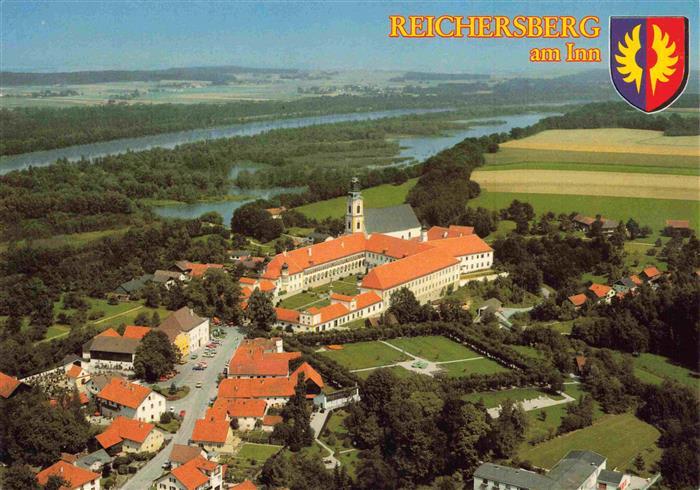 Reichersberg Inn Oberoesterreich AT Augustiner Chorherrenstift Fliegeraufnahme