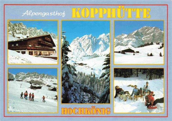 Muehlbach Hochkoenig Pinzgau-Pongau AT Alpengasthof Kopphuette Panorama Skipiste