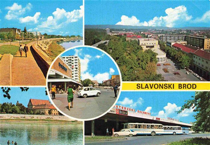 Slavonski-Brod Brod-na-Savi Croatia Panorama Uferpromenade Stadtzentrum