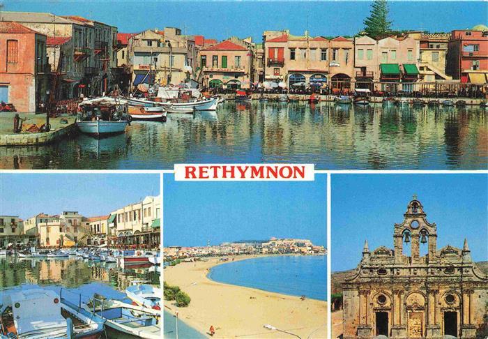 Rethymnon Rethimnon Crete Greece Hafen Altstadt Strand Kirche