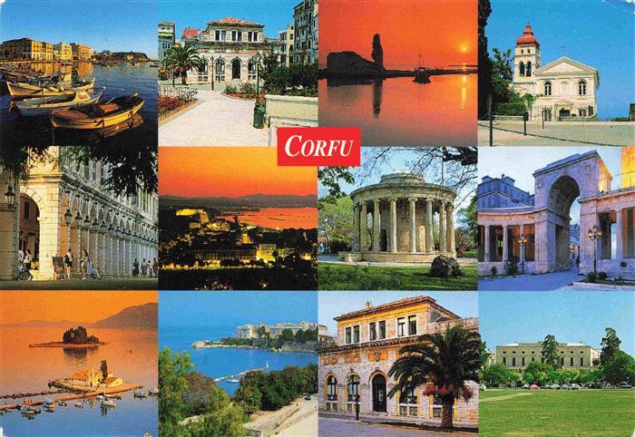 Corfu Korfu Greece Teilansichten Kuestenpanorama Hafen Sonnenuntergang