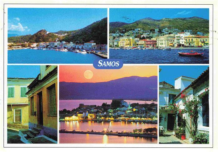 Samos Samo Greece Teilansichten Hafen in der Abendsonne