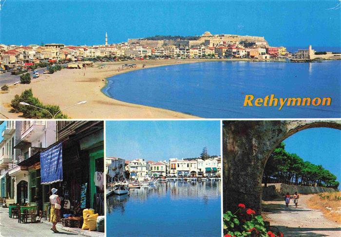 Rethymnon Rethimnon Crete Greece Kuestenpanorama Strand Promenade Hafen Souvenir