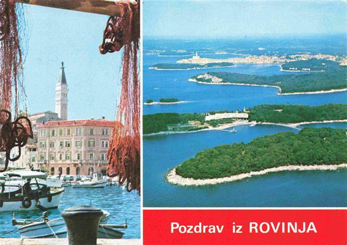 Rovinj Rovigno Istrien Croatia Kuestenpanorama Luftaufnahme Hafen
