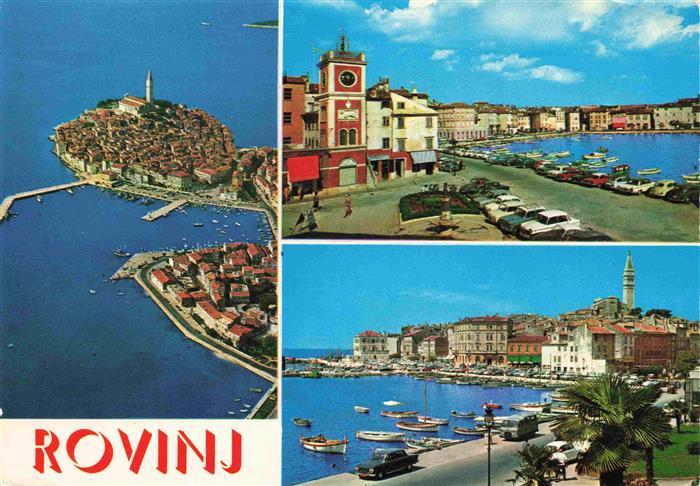 Rovinj Rovigno Istrien Croatia Luftaufnahme Partie am Hafen