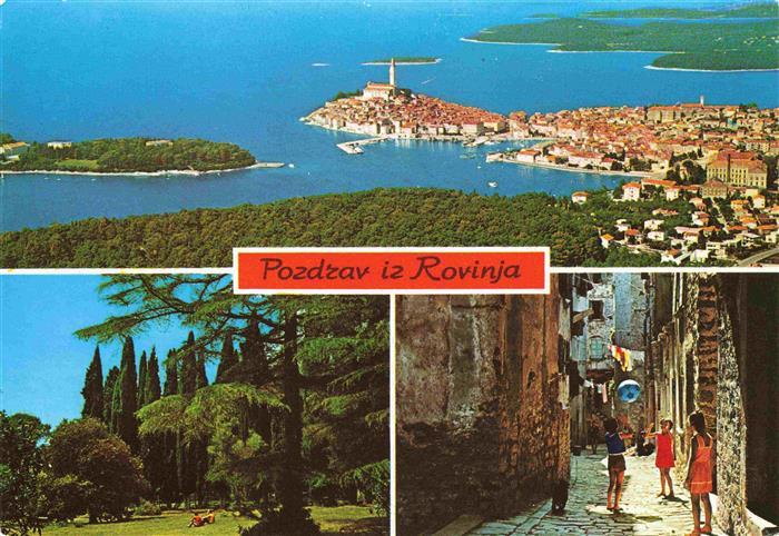 Rovinj Rovigno Istrien Croatia Panorama Luftaufnahme Parkanlagen Gasse Altstadt