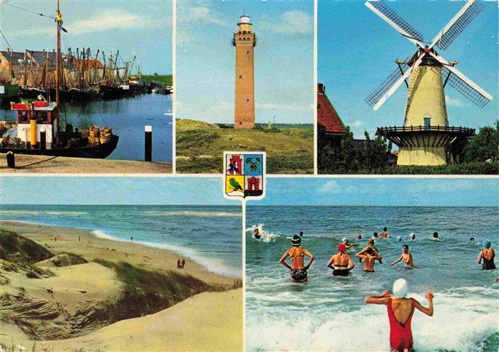 Ouddorp aan Zee NL Hafen Leuchtturm Windmuehle Strand