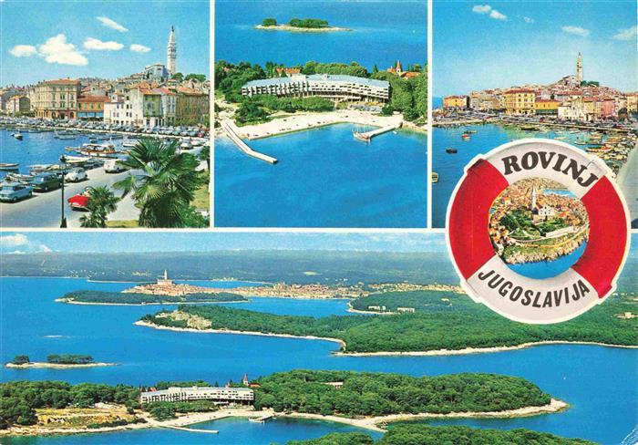 Rovinj Rovigno Istrien Croatia Panorama Hafen Hotel am Strand Luftaufnahme Rettu