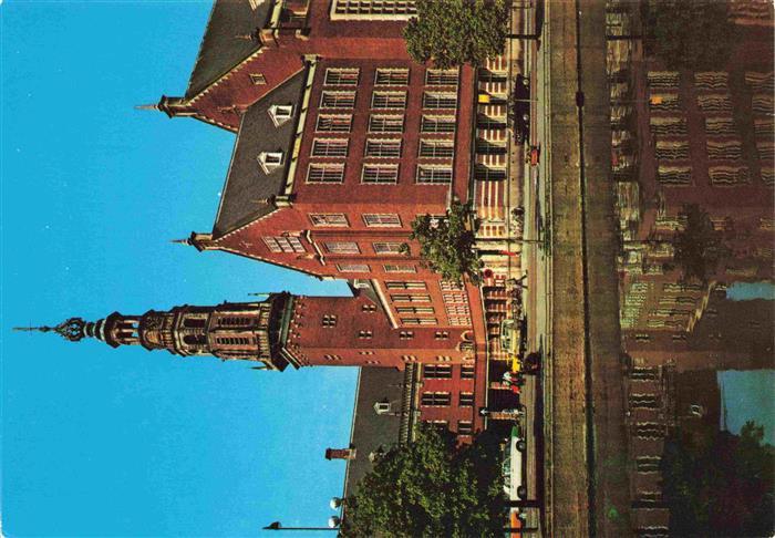 Leiden NL Stadhuis met Vismarkt Rathaus Fischmarkt