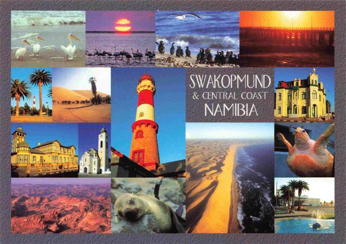 Swakopmund Namibia Teilansichten Kuestenpanorama Leuchtturm Sonnenuntergang