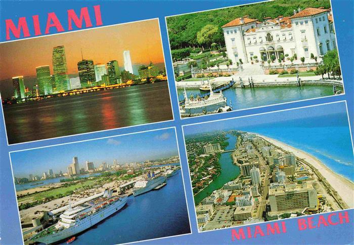 Miami Beach Many sights of Miami Villa Viscaya Cruise Port and Miami Beach aeria