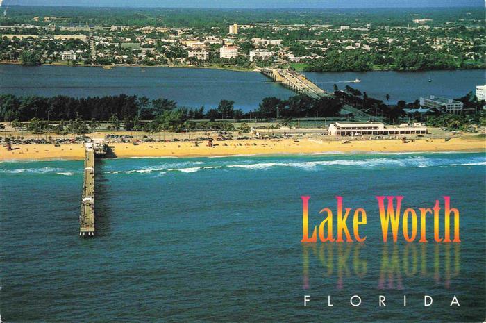 Lake Worth Panorama Beach and pier on the Atlantic Ocean aerial view