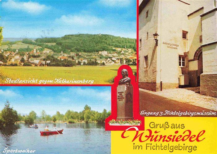 Wunsiedel Panorama Blick gegen Katharinenberg Fichtelgebirgsmuseum Sportweiher