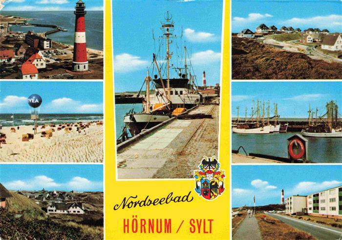 Hoernum Sylt Teilansichten Leuchtturm trand Hafen Fischkutter