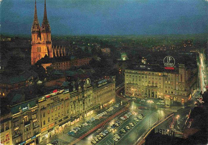 Zagreb Agram Croatia Stadtzentrum bei Nacht