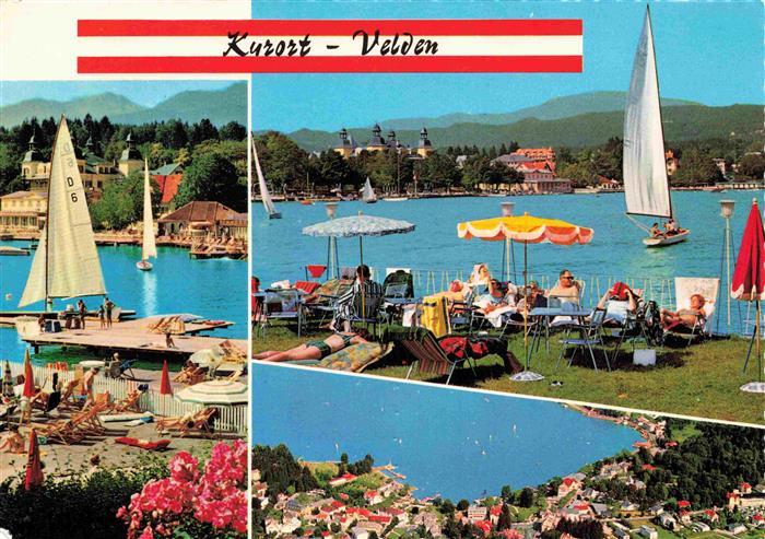 Velden Woerthersee AT Strand Segeln Liegewiese Fliegeraufnahme