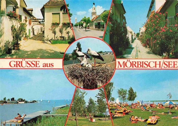 Moerbisch See Burgenland AT Hofgasse Hauptstrasse mit ev und kath Kirche Hofgass