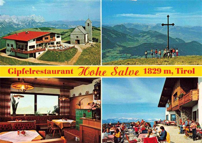 Hohe Salve 1681m AT Gipfelrestaurant Hohe Salve Gipfelkreuz Gaststube Sonnenterr