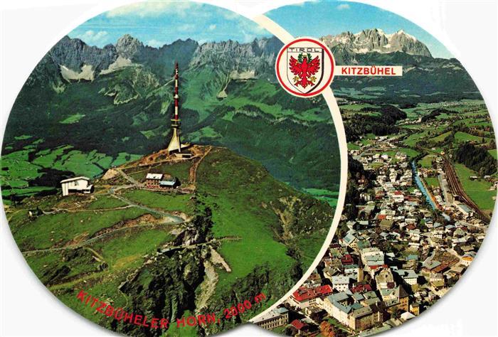 Kitzbuehel Tirol AT Fliegeraufnahme mit Kaisergebirge Kitzbueheler Horn und Zent