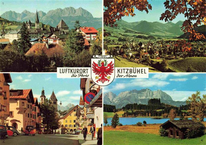 Kitzbuehel Tirol AT mit Wildem Kaiser Vorderstadt Suedansicht Schwarzsee