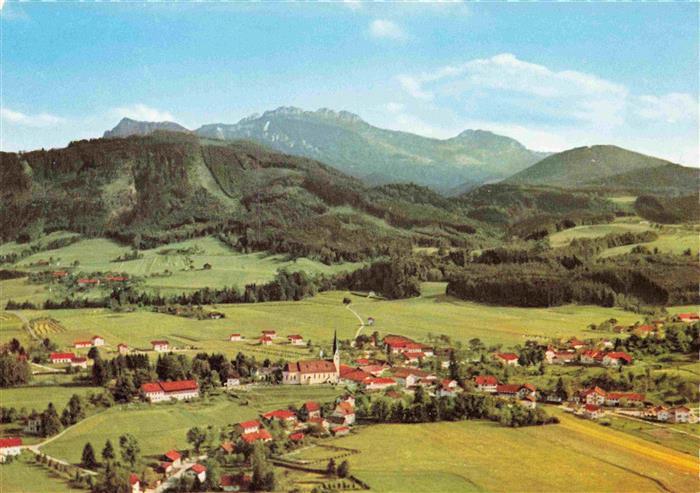 Bernau Chiemsee Fliegeraufnahme mit Kampenwand