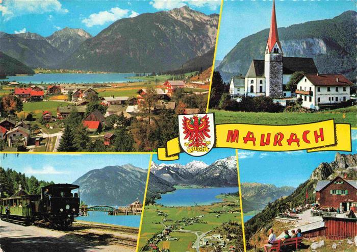 Maurach Achensee TiroL AT Panorama Kirche Eisenbahn Fliegeraufnahme Gasthaus Ter