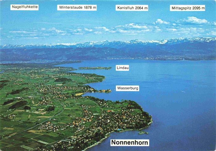 Nonnenhorn Bodensee Fliegeraufnahme mit Lindau und Wasserburg