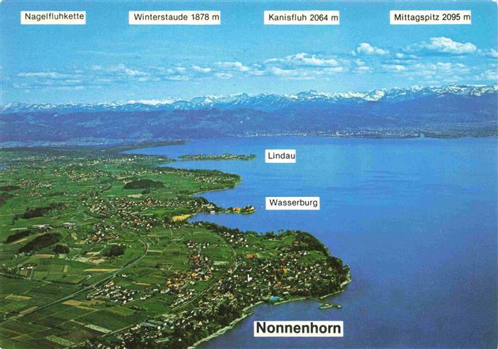 Nonnenhorn Bodensee Fliegeraufnahme mit Lindau und Wasserburg