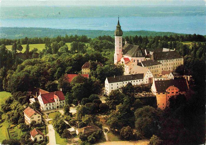 Andechs Bayern Kloster Andechs am Ammersee Fliegeraufnahme