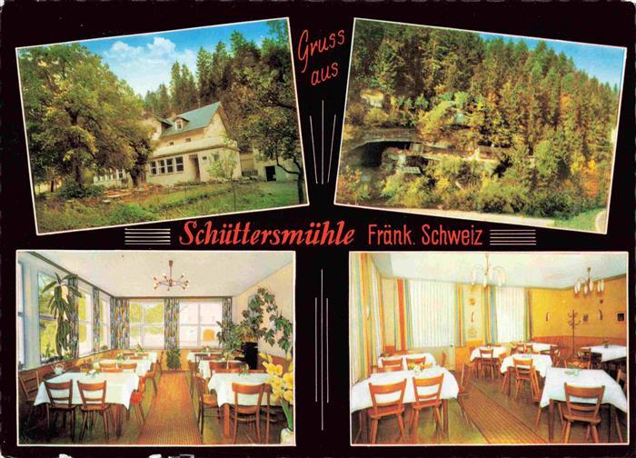 Pottenstein Oberfranken Hotel Pension Schuettersmuehle Gastraeume Bruecke