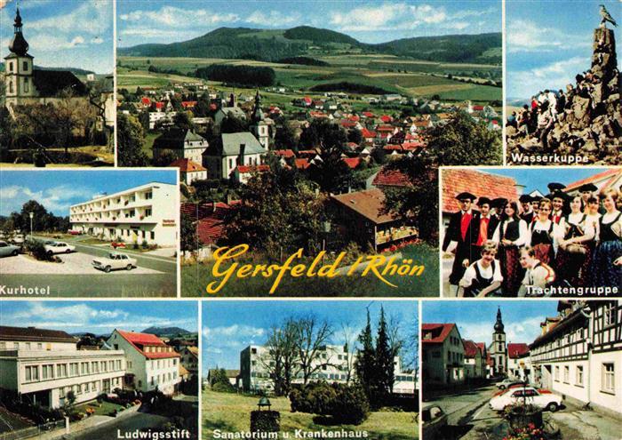 Gersfeld Rhoen Kirche Panorama Kurhotel Wasserkuppe Trachtengruppe Ludwigsstift