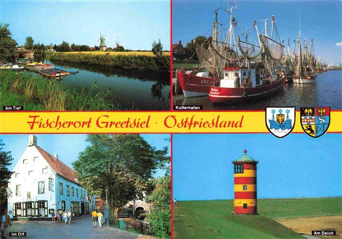 Greetsiel Krummhoern Aurich Niedersachsen Am Tief Kutterhafen Im Ort Am Deich