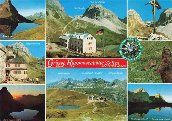 Rappenseehuette 2091m Allgaeuer Alpen Oberstdorf Rappensee Gipfelkreuz Rotgundsp