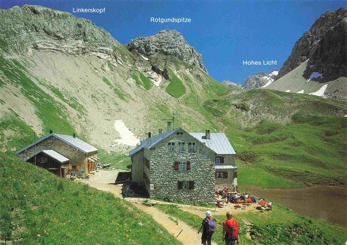 Rappenseehuette 2091m Allgaeuer Alpen Oberstdorf mit Linkerskopf Rotgundspitze H