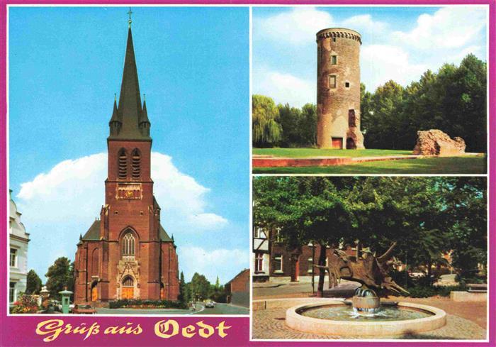 Oedt Grefrath NRW Kirche Schlossturm Park Brunnen