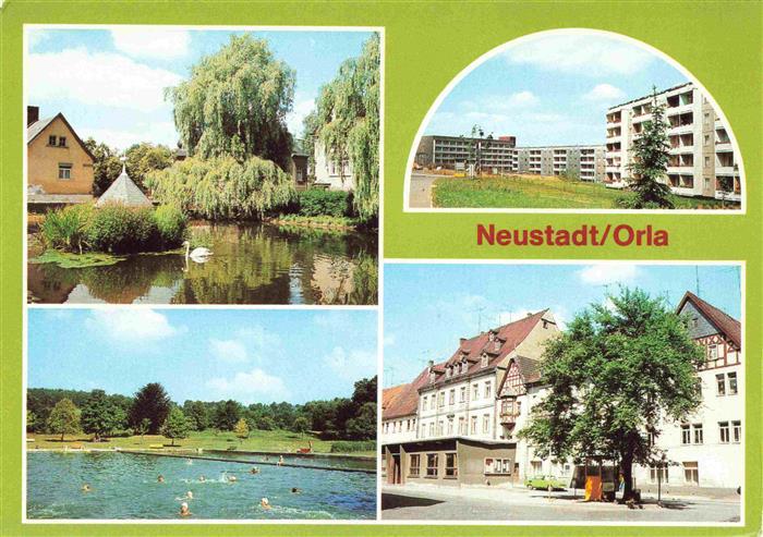 Neustadt Orla Thueringen Am Gamsenteich Neubaugebiet Schwimmbad Markt