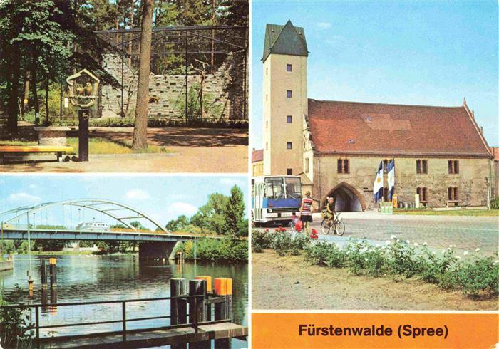 Fuerstenwalde Spree Heimattiergarten Spree mit Bruecke der Thaelmann Pioniere Ra